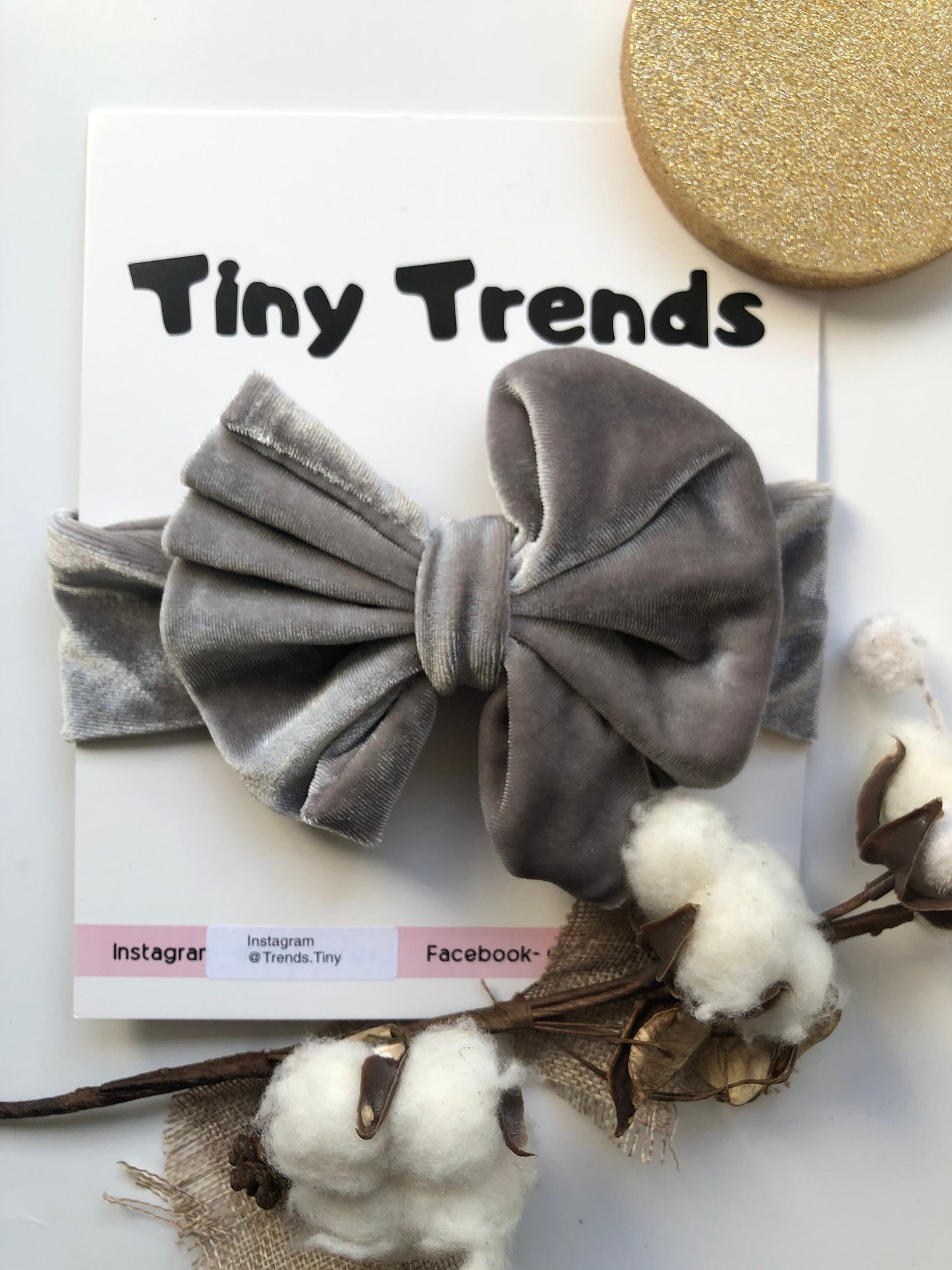 Seattle Gray Big Bow Headband for Newborn Baby Girl and Toddler Velvet Top Knot Headband