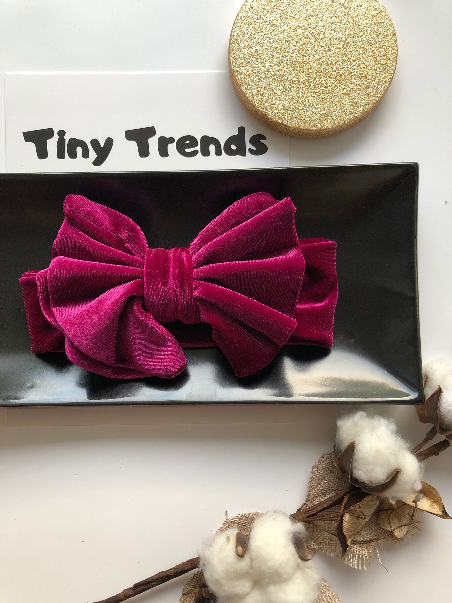 Cranberry-Oversized Bow Headband for Baby Girl and Toddler Velvet Top Knot Headband