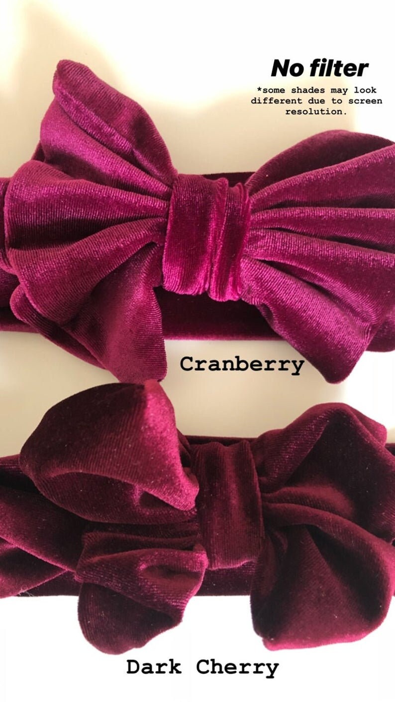 Cranberry-Oversized Bow Headband for Baby Girl and Toddler Velvet Top Knot Headband