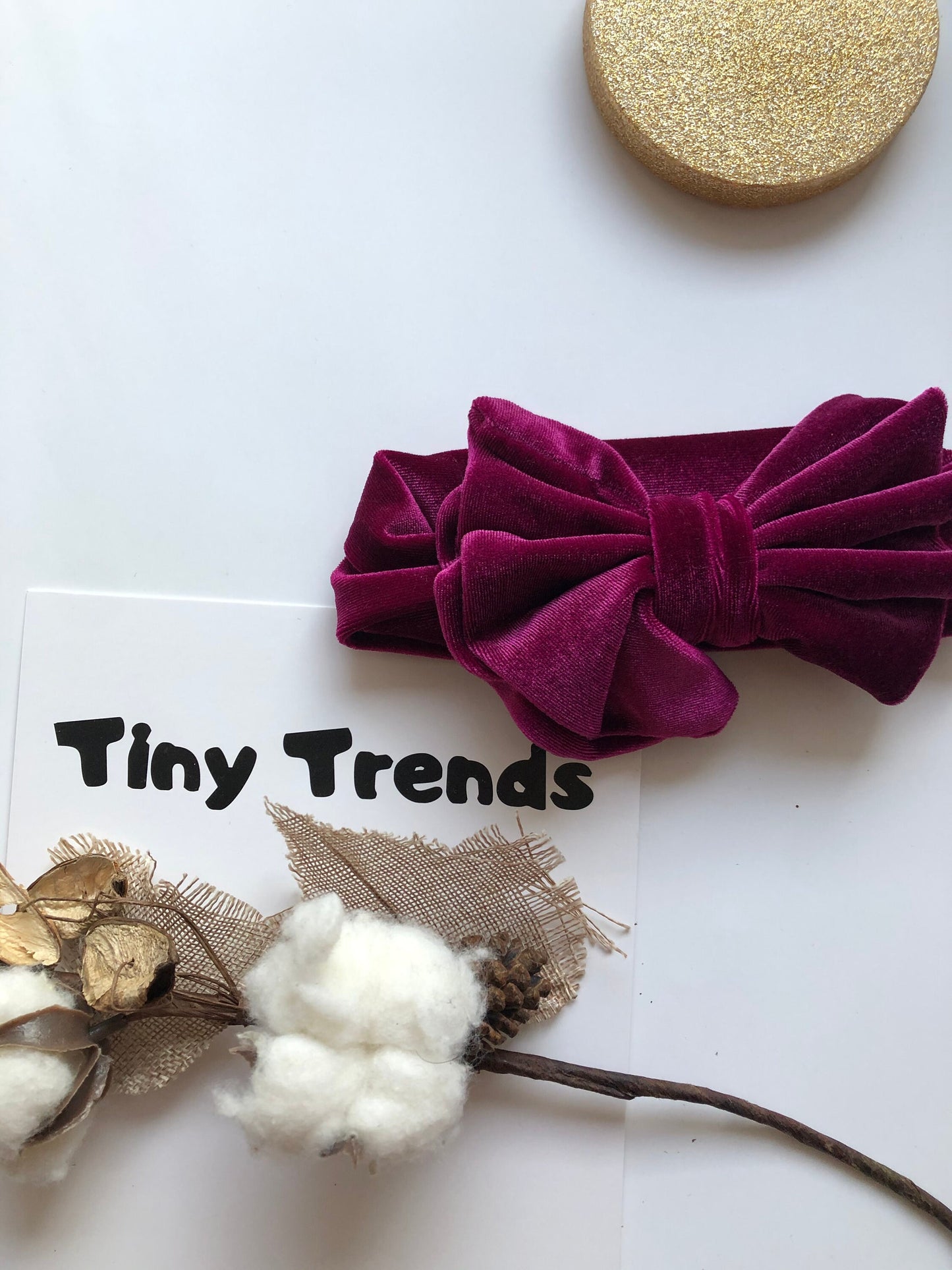 Cranberry-Oversized Bow Headband for Baby Girl and Toddler Velvet Top Knot Headband